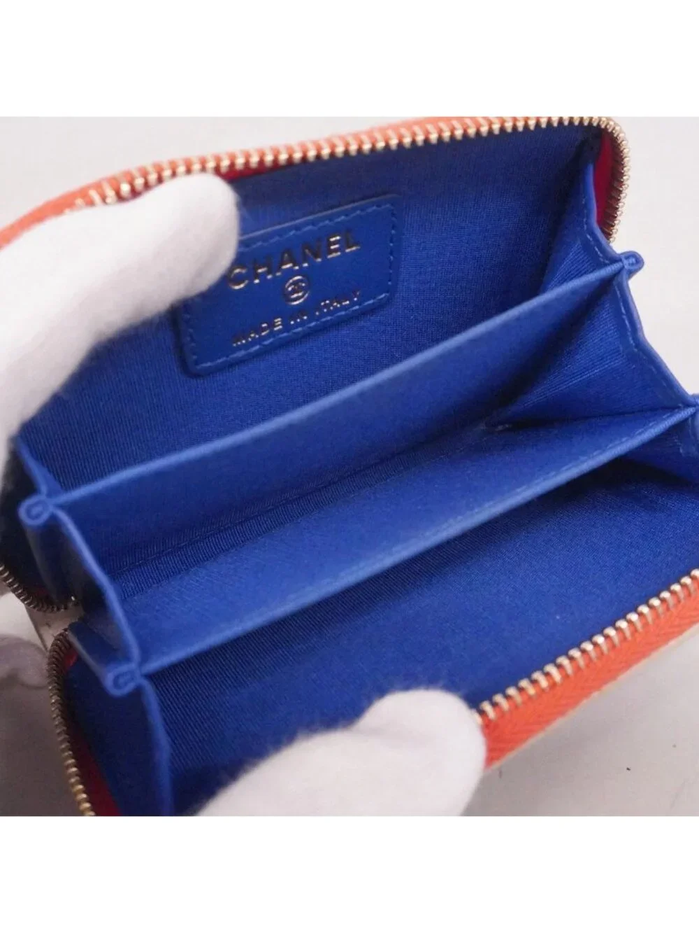 Chanel Coin Case CC Filigree Caviar Leather Blue White Red Gold